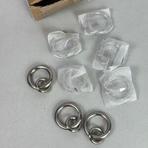 Pottery Barn Set of 8 Round Brushed Nickel Metal Round Ring